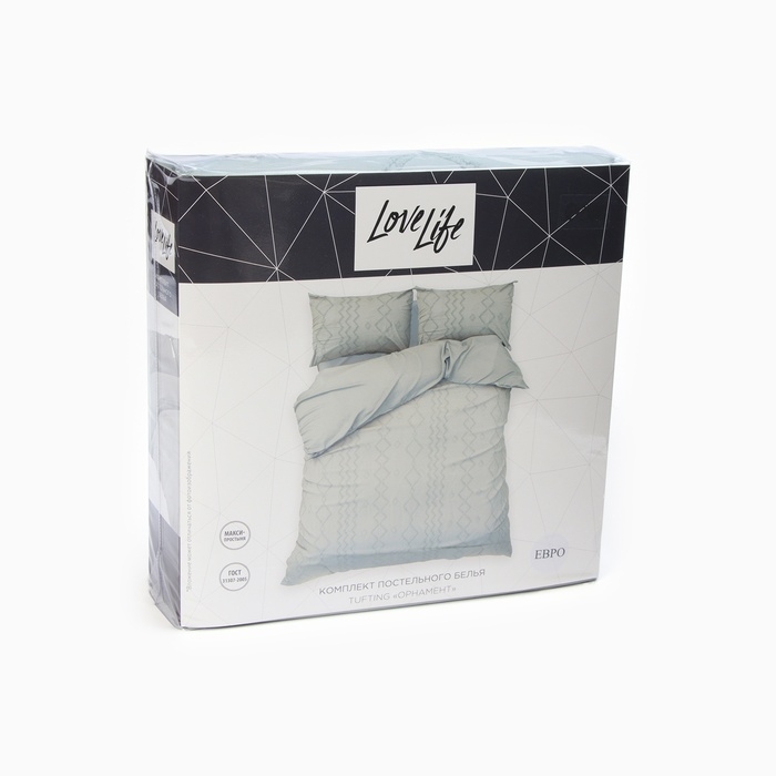 Постельное бельё LoveLife Tufting 1,5сп Постельное бельё LoveLife Tufting 1,5сп "Орнамент" 143*215см,150*230см,50*70см-2шт, цвет зеленый, 110 г/м2