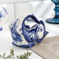 Салфетница "Рыбка", малая, гжель, фарфор, 10х12 см