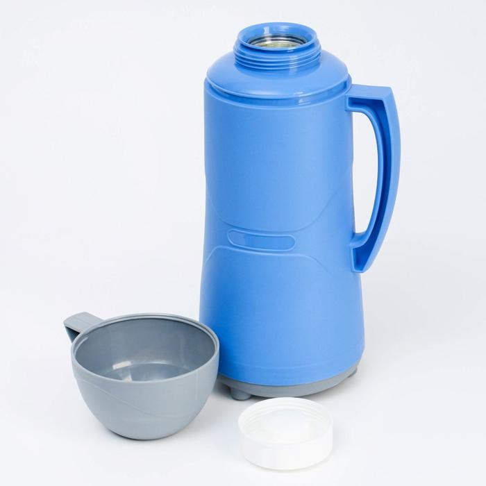 Термос 1 л, со стеклянной колбой, сохраняет тепло 8 ч, 30 х 16 см, синий Термос 1 л, со стеклянной колбой, сохраняет тепло 8 ч, 30 х 16 см, синий