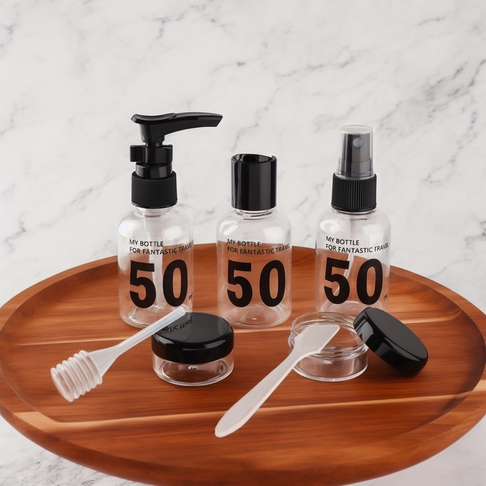 Набор для хранения, в чехле, 7 предметов, цвет прозрачный/чёрный Набор для хранения, в чехле, 7 предметов, цвет прозрачный/чёрный