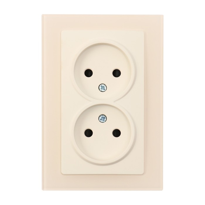 Розетка двухместная TOT Matte Glass, 10 А, скрытая, без з/к, стекло, бежевая