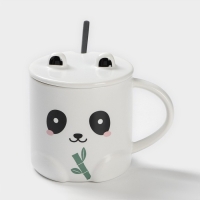 Кружка керамическая с ложкой «Панда», 350 мл, цвет белый Кружка керамическая с ложкой «Панда», 350 мл, цвет белый