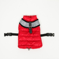 Куртка для собак со светоотражающей шлейкой, размер 16 (ДС 36, ОГ 46, ОШ 35), красная