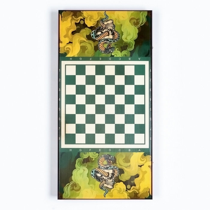 Нарды деревянные большие, с шашками "Змея с Черепом", настольная игра, 60 х 60 см