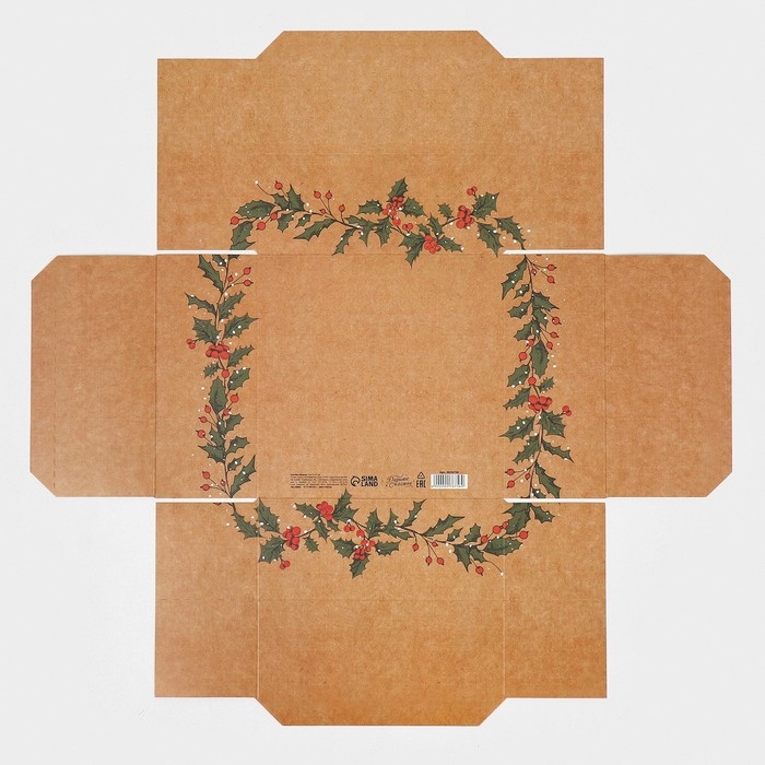 Коробка новогодняя складная &laquo;Новогодняя почта&raquo;, 17 х 17 х 7 см, Новый год