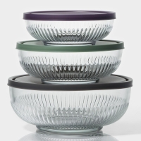 Набор стеклянных салатников с крышкой Lav &laquo;Токио&raquo;, 2,6/1,5/0,8 л, 3 шт