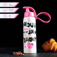 Бутылка для воды пластиковая &laquo;Кот&raquo;, 500 мл, цвет белый