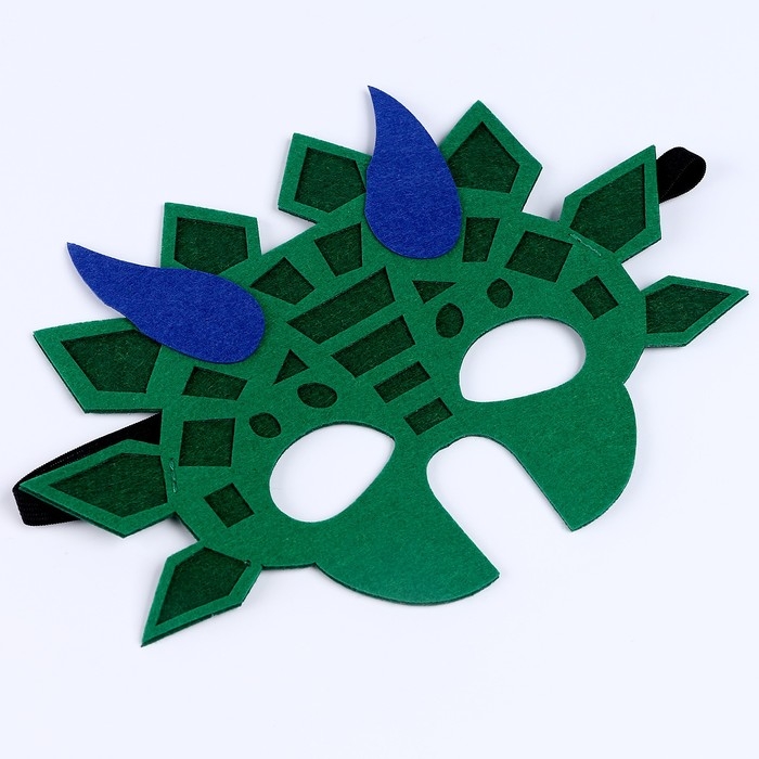 Карнавальная маска &laquo;Дракон с синими рогами&raquo;, фетр, цвет зеленый