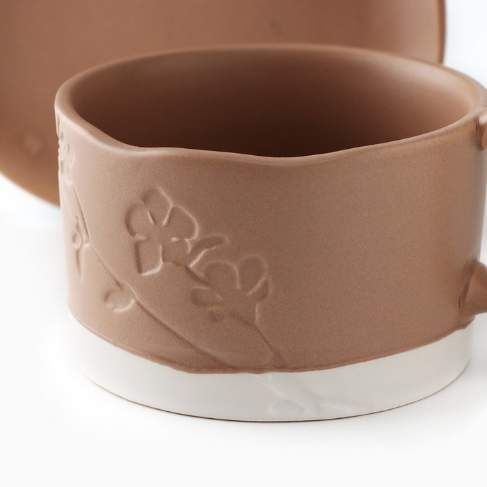 Чайная пара керамическая &laquo;Монблан&raquo;, 2 предмета: кружка 220 мл, блюдце 13х13,6 см