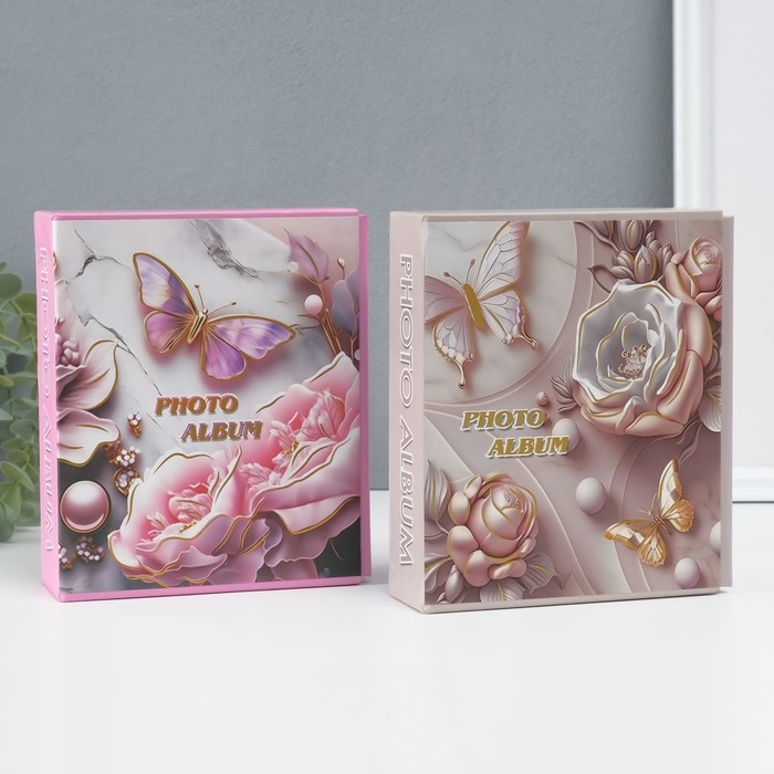 Фотоальбом на 40 фото 10х15 см "Бабочка в цветах 3D" в коробке МИКС 4,5х14х17 см