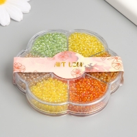 Бисер стекло 12/0 в цветке "Палитра жёлтого" перелив. перламутр 7 цветов х 8 гр 8,2х8,2х2 см 9904 Бисер стекло 12/0 в цветке "Палитра жёлтого" перелив. перламутр 7 цветов х 8 гр 8,2х8,2х2 см 9904