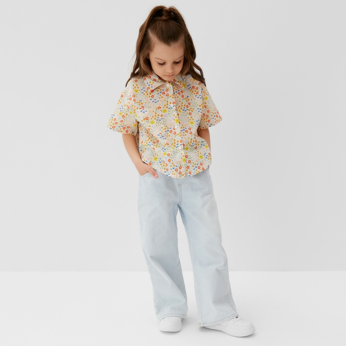 Рубашка для девочки KAFTAN Рубашка для девочки KAFTAN "Цветы", р.34 (122-128), желтый