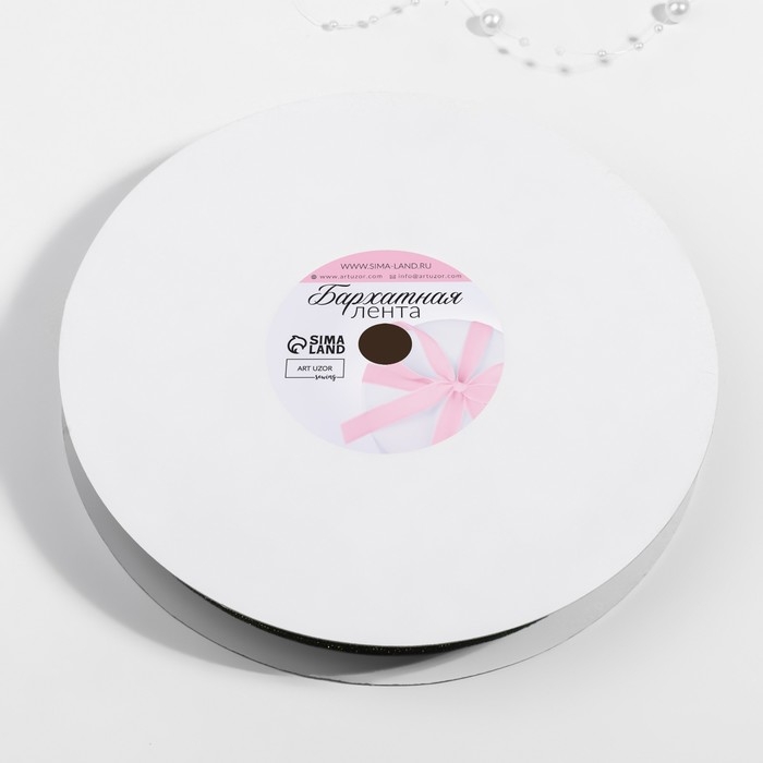 Лента бархатная, с золотым люрексом, 20 мм, 18 ± 1 м, цвет зелёный №165 Лента бархатная, с золотым люрексом, 20 мм, 18 ± 1 м, цвет зелёный №165