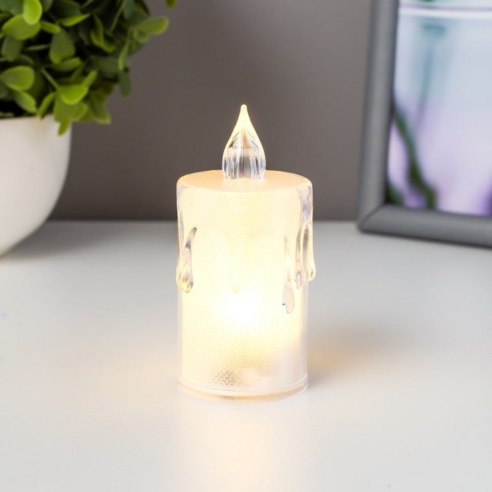 Ночник Ночник "Морозная свеча" LED от батареек 3хAG13 белый 3,5х3,5х8 см