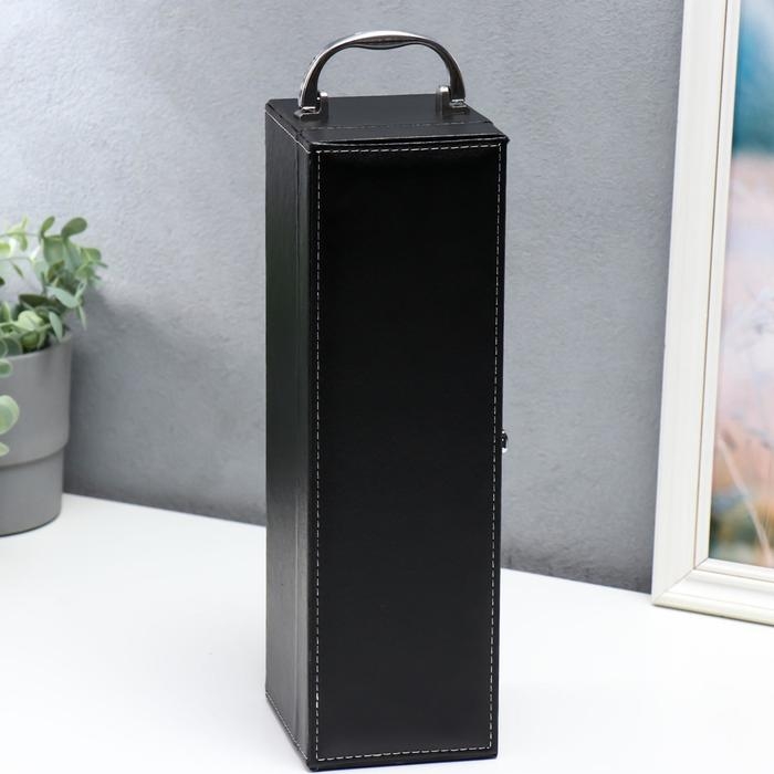 Шкатулка дерево, кожзам под бутылку "Гладкая кожа" 3 предмета 35х11х12 см