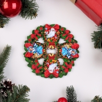 Новый год. Подставка под горячее "Дед Мороз и Снегурочка", d-14 см