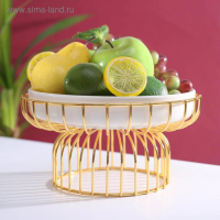 Подставка для десертов керамическая на металлической подставке «Богема», d=23 см, на металлической подставке, 23×12 см, цвет белый Подставка для десертов керамическая на металлической подставке «Богема», d=23 см, на металлической подставке, 23×12 см, цвет белый