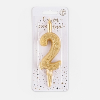 Свеча для торта цифра "Золотой узор", 10,2 см, цифра "2" Свеча для торта цифра "Золотой узор", 10,2 см, цифра "2"