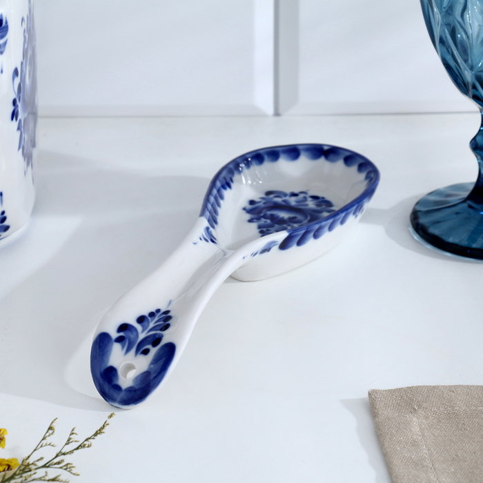 Подставка - ложка «Цветок», 6х23,5 см, гжель Подставка - ложка «Цветок», 6х23,5 см, гжель