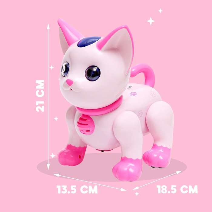 Робот кот &laquo;Умный питомец&raquo; ZHORYA, программируемый, на пульте управления, интерактивный: звук, свет, танцующий, музыкальный, на батарейках, на русском языке, розовый