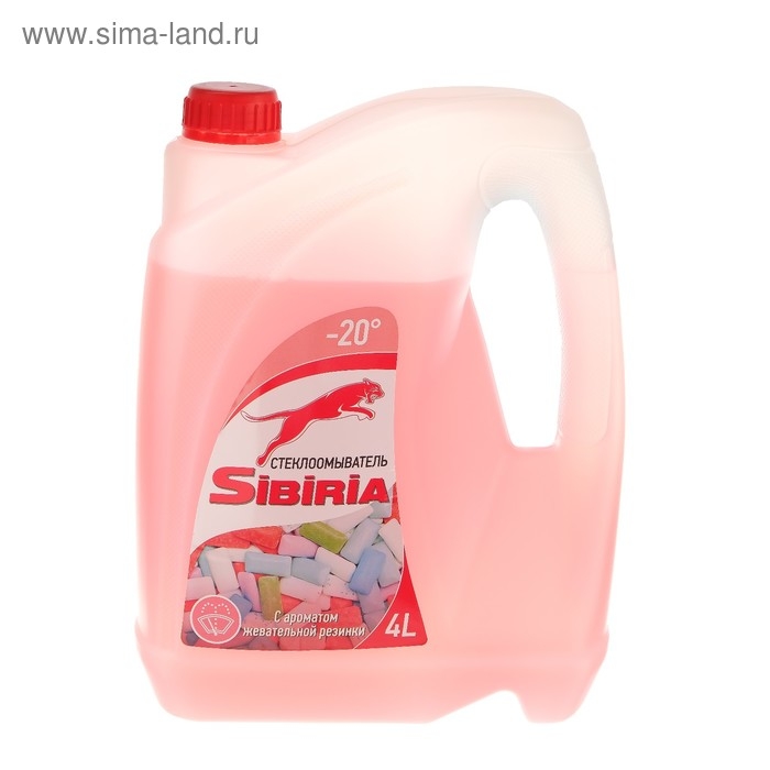 Жидкость стеклоомывающая зимняя Sibiria Бабл Гам, -20С, 4 л