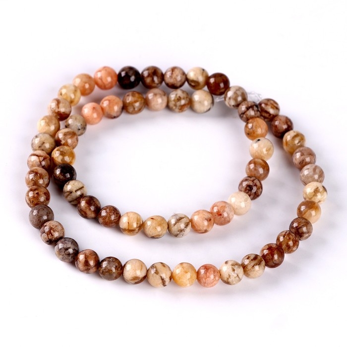 Бусины из натурального камня &laquo;Песочный агат&raquo; набор 58 шт., размер 1 шт. &mdash; 6 мм