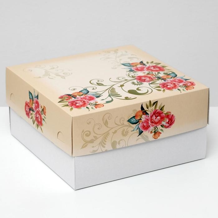 Кондитерская упаковка, короб, Кондитерская упаковка, короб, "Красные розы" , 30 х 30 см, 2 кг