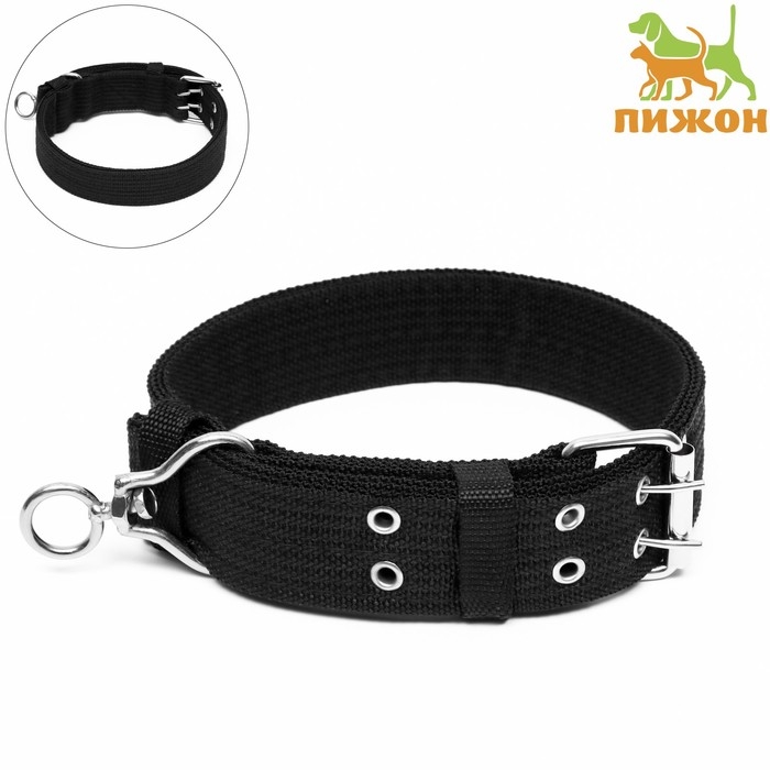 Ошейник четырехслойный с вертлюгом, 65 х 4 см, ОШ 54-60 см, полиэстер, чёрный Ошейник четырехслойный с вертлюгом, 65 х 4 см, ОШ 54-60 см, полиэстер, чёрный