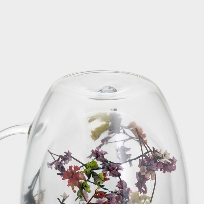 Набор стеклянных кружек с двойными стенками Доляна &laquo;Сухоцвет&raquo;, 350 мл, 12,5&times;9&times;11,7 см, 2 шт