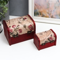 Шкатулка сундучок "Цветочное панно" (набор 2 шт), 10,5×10,5×15,2 см Шкатулка сундучок "Цветочное панно" (набор 2 шт), 10,5×10,5×15,2 см
