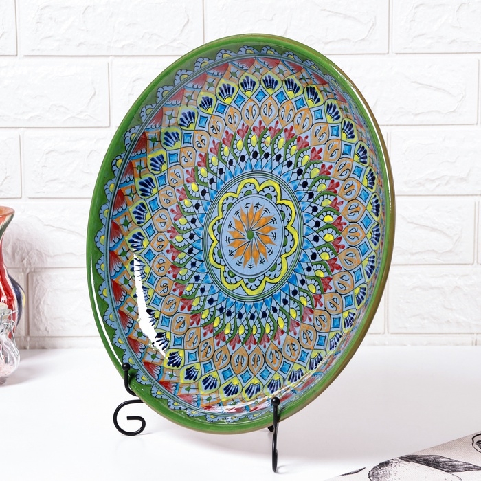 Ляган Риштанская Керамика "Узоры", 36 см, красный