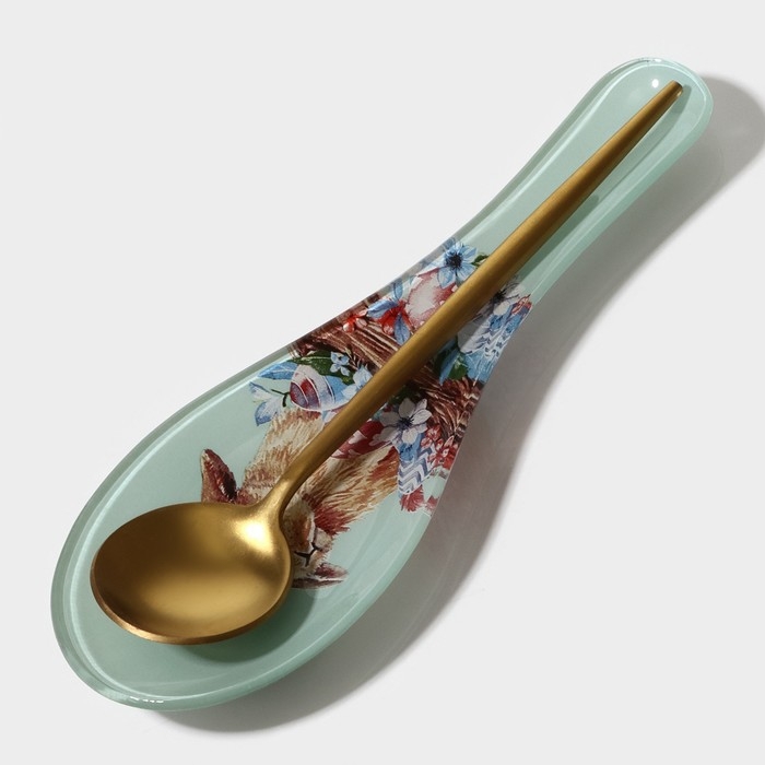 Подставка стеклянная под ложку Доляна &laquo;Кролик&raquo;, 23,5&times;8,3&times;1,5 см
