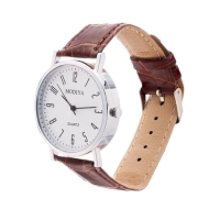 Часы наручные кварцевые мужские, d-4 см, коричневый ремешок Часы наручные кварцевые мужские, d-4 см, коричневый ремешок