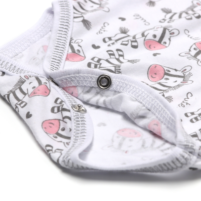 Боди детское с коротким рукавом, цвет розовый/зебры, рост 80