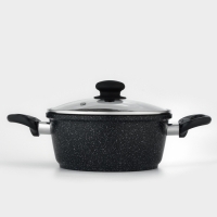 Кастрюля Доляна &laquo;Элит&raquo;, 2 л, 2 л, d=21,5 см, h=9,2 см, антипригарное покрытие, стеклянная крышка