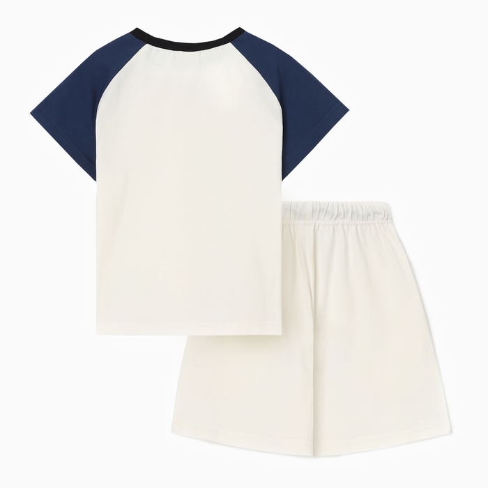 Комплект для мальчика (футболка и шорты) MINAKU, цвет экрю/синий, рост 122 см