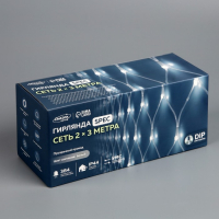 Гирлянда &laquo;Сеть&raquo; 2 &times; 3 м, IP44, УМС, прозрачная нить, 384 LED, свечение белое, 220 В