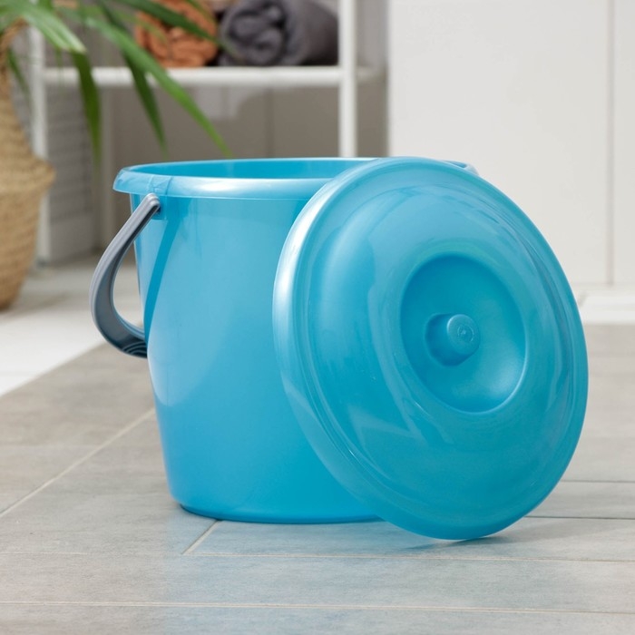 Ведро с крышкой &laquo;Соло&raquo;, 7 л, цвет голубой перламутр