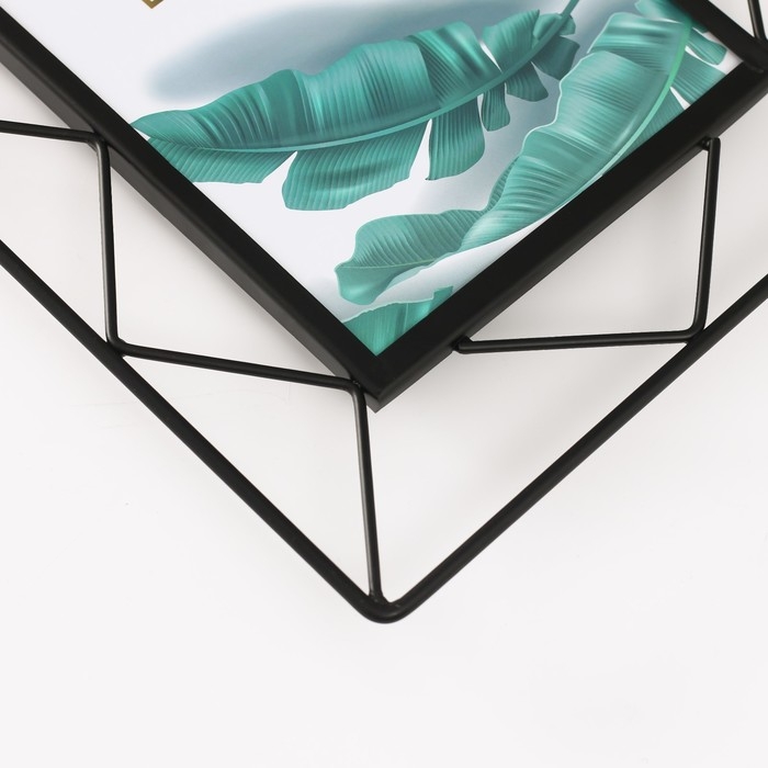 Фоторамка металл на 1 фото 13х18 см "Лофт. Треугольники" черный 20,5х1х25 см