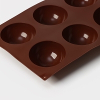 Форма для выпечки Доляна &laquo;Фигуры. Полусфера&raquo;, силикон, 27&times;18&times;3,5 см, 6 ячеек (7&times;7&times;3,5 см), цвет МИКС