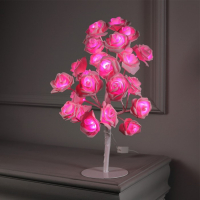 Светодиодный куст &laquo;Розы розовые&raquo; 45 см, 24 LED, постоянное свечение, 220 В, свечение тёплое белое