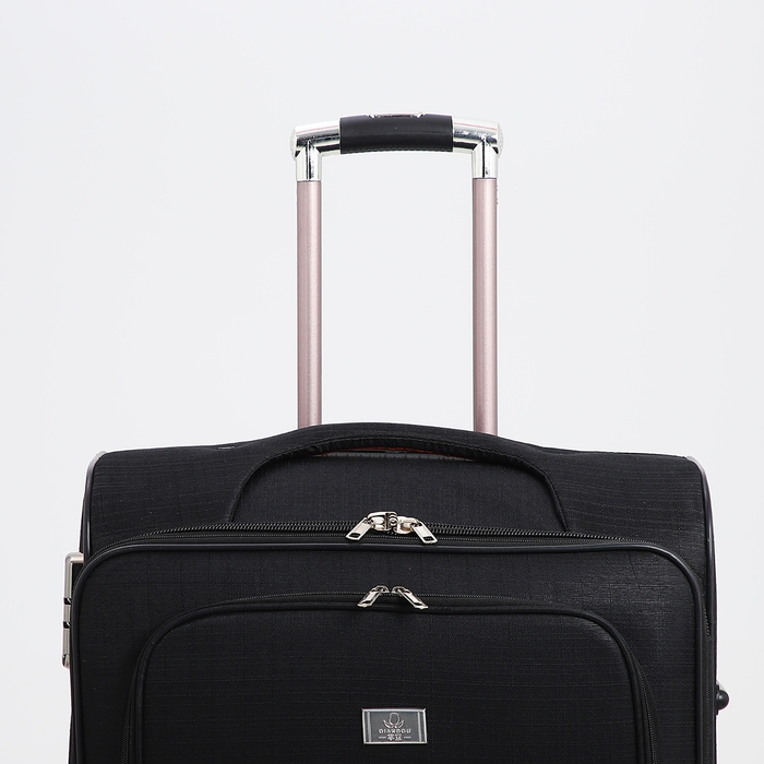 Чемодан большой 95 л (L), отдел на молнии, с расширением, кодовый замок, 4 колеса, 2 наружных кармана, цвет чёрный