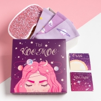 Подарочный набор "Космос" маска для сна, носки 3 пары Подарочный набор "Космос" маска для сна, носки 3 пары