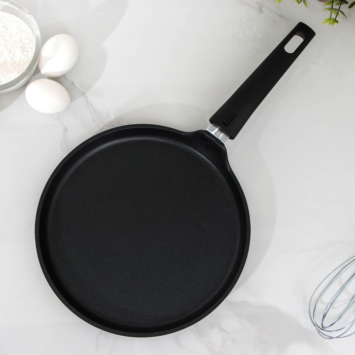 Сковорода блинная &laquo;Традиция&raquo;, d=24 см, съёмная ручка, антипригарное покрытие, цвет чёрный
