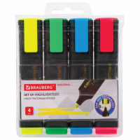 Набор маркеров текстовыделителей 4 цветов 1-5 мм BRAUBERG "ORIGINAL" Набор маркеров текстовыделителей 4 цветов 1-5 мм BRAUBERG "ORIGINAL"