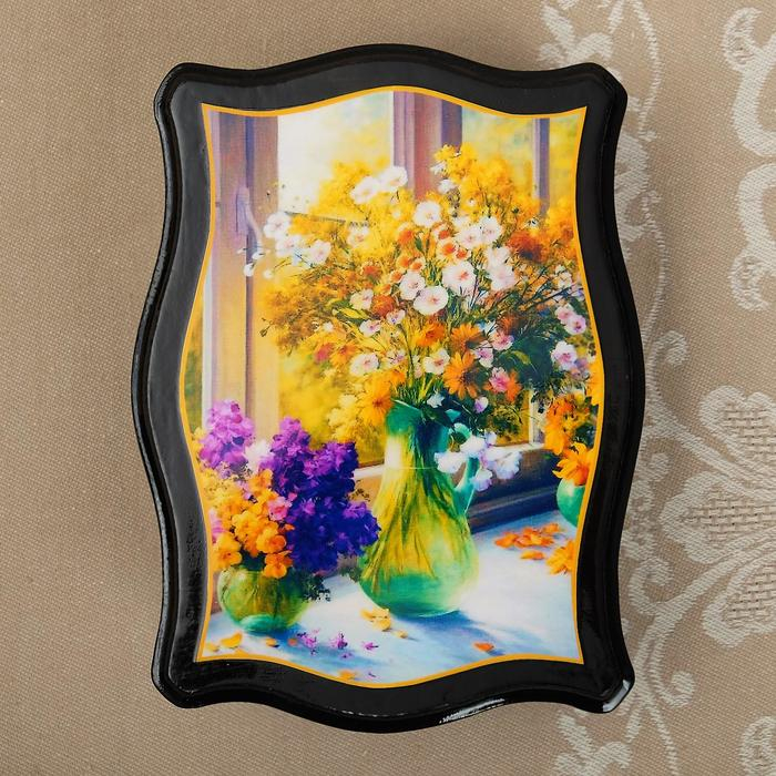 Шкатулка &laquo;Цветы&raquo;, 12&times;16 см, лаковая миниатюра микс