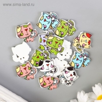 Набор пуговиц декоративных дерево "Милый котёнок" набор 15 шт МИКС 2х2,1 см Набор пуговиц декоративных дерево "Милый котёнок" набор 15 шт МИКС 2х2,1 см