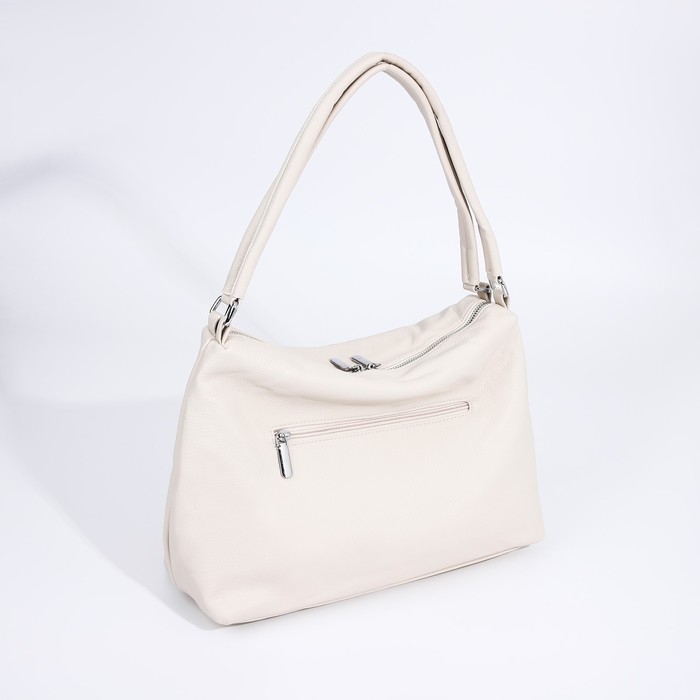 Сумка-тоут на молнии, 3 наружных кармана, цвет молочный Сумка-тоут на молнии, 3 наружных кармана, цвет молочный