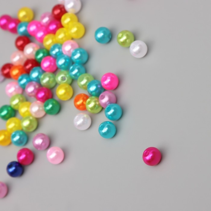 Бусины для творчества пластик "Гладкие разноцветные шарики" набор 20 гр d=0,6 см