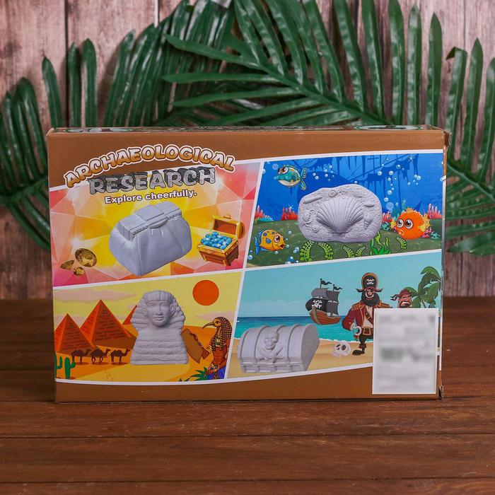 Набор археолога «Сокровища пиратов», серия: 4 брикета, молоток, долото Набор археолога «Сокровища пиратов», серия: 4 брикета, молоток, долото